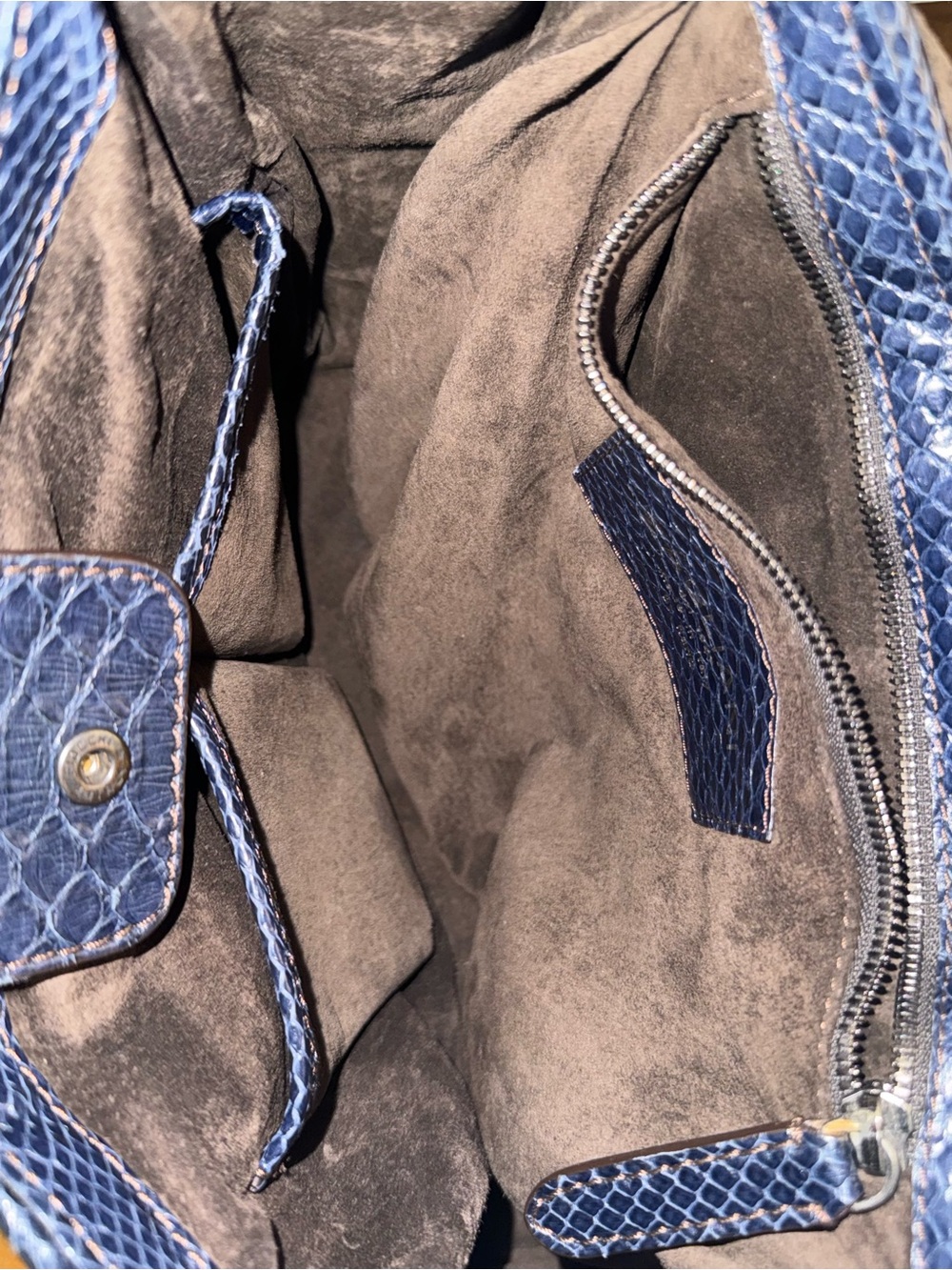 ZAGLIANI Midnight Blue Python Snakeskin Hand/Shoulder Bag - Picture 10 of 13